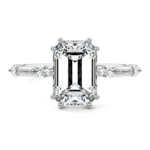 Perla - Emerald Cut White Gold Lab Grown Diamond Engagement Ring | Nura Lab