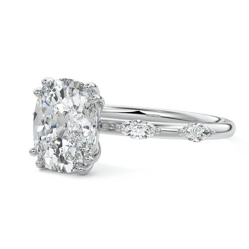 Perla - Cushion White Gold Lab Grown Diamond Engagement Ring | Nura Lab