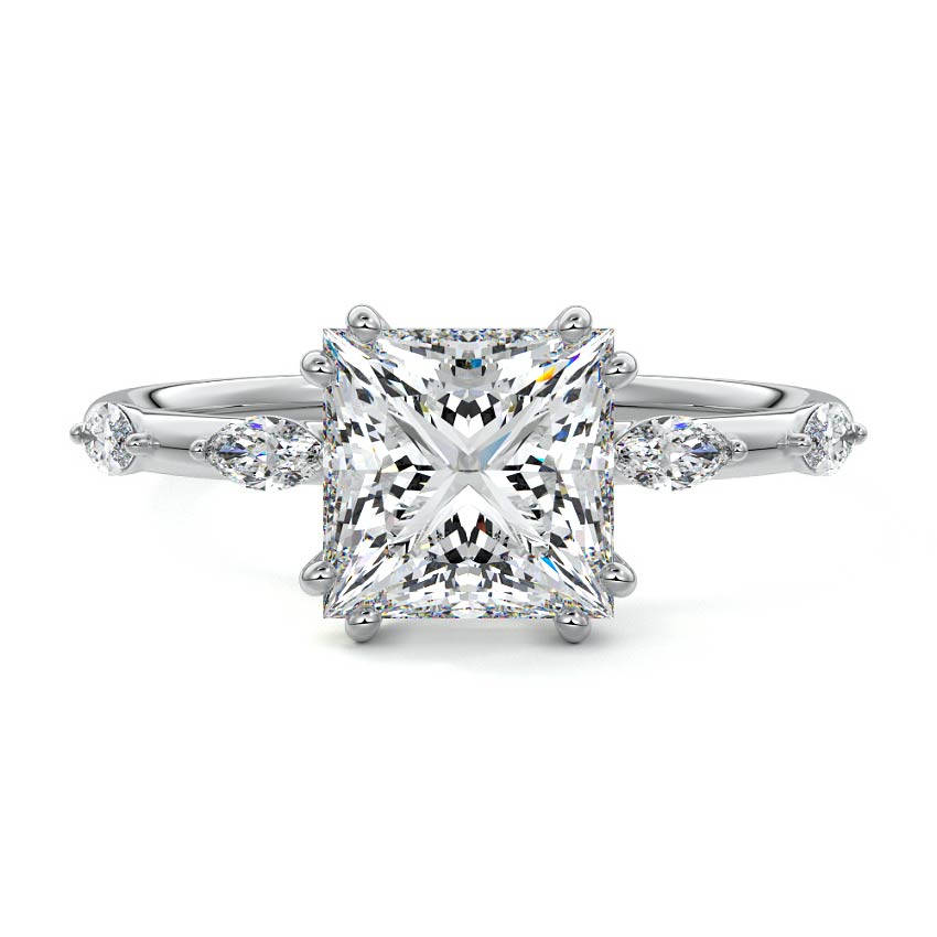 Perla - Princess White Gold Lab Grown Diamond Engagement Ring | Nura Lab