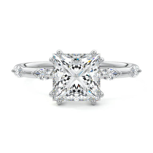 Perla - Princess White Gold Lab Grown Diamond Engagement Ring | Nura Lab