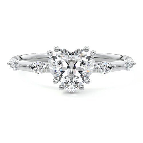 Perla - Heart White Gold Lab Grown Diamond Engagement Ring | Nura Lab