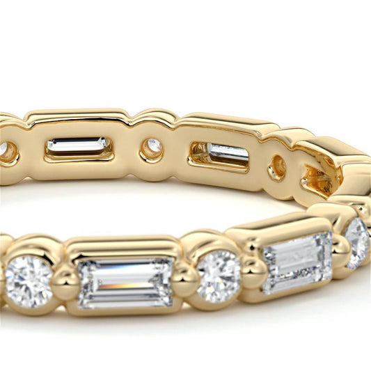Francesca round, baguette lab grown diamond wedding band product detail - Nura Lab NZ