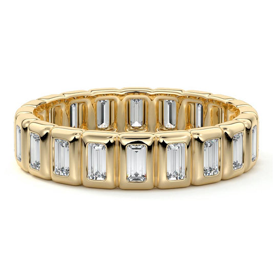 Eliana baguette lab grown diamond wedding band in yellow gold - Nura Lab NZ