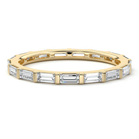 Willow baguette lab grown diamond wedding band in yellow gold - Nura Lab NZ