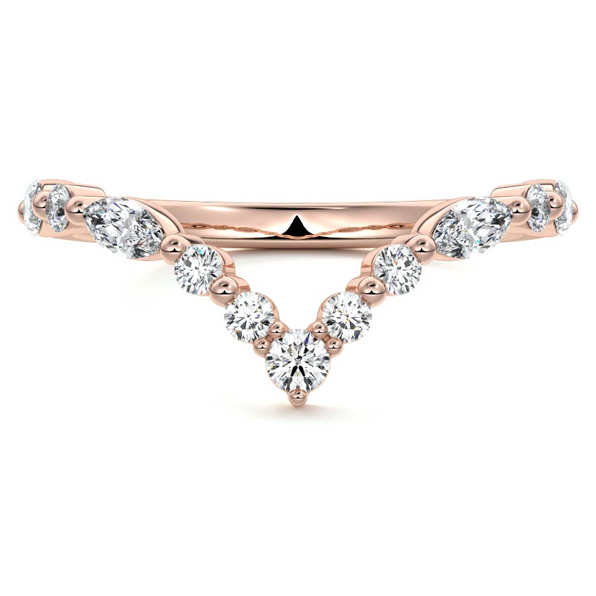 Tatiana marquise lab grown diamond wedding band in rose gold - Nura Lab NZ