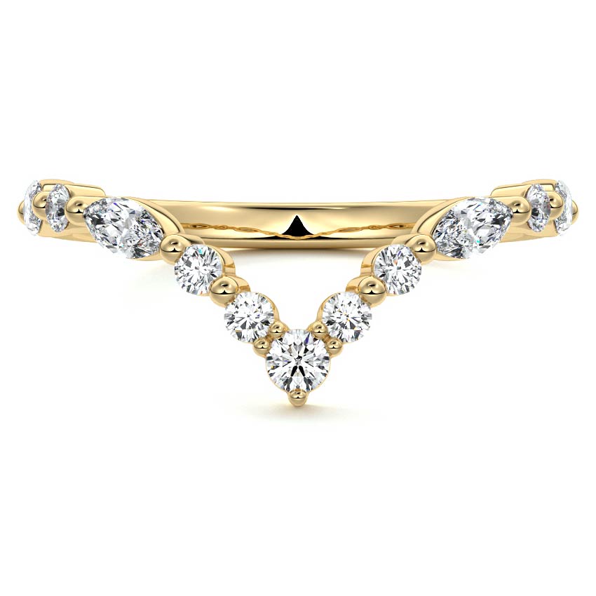 Tatiana marquise lab grown diamond wedding band in yellow gold - Nura Lab NZ