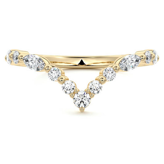 Tatiana marquise lab grown diamond wedding band in yellow gold - Nura Lab NZ