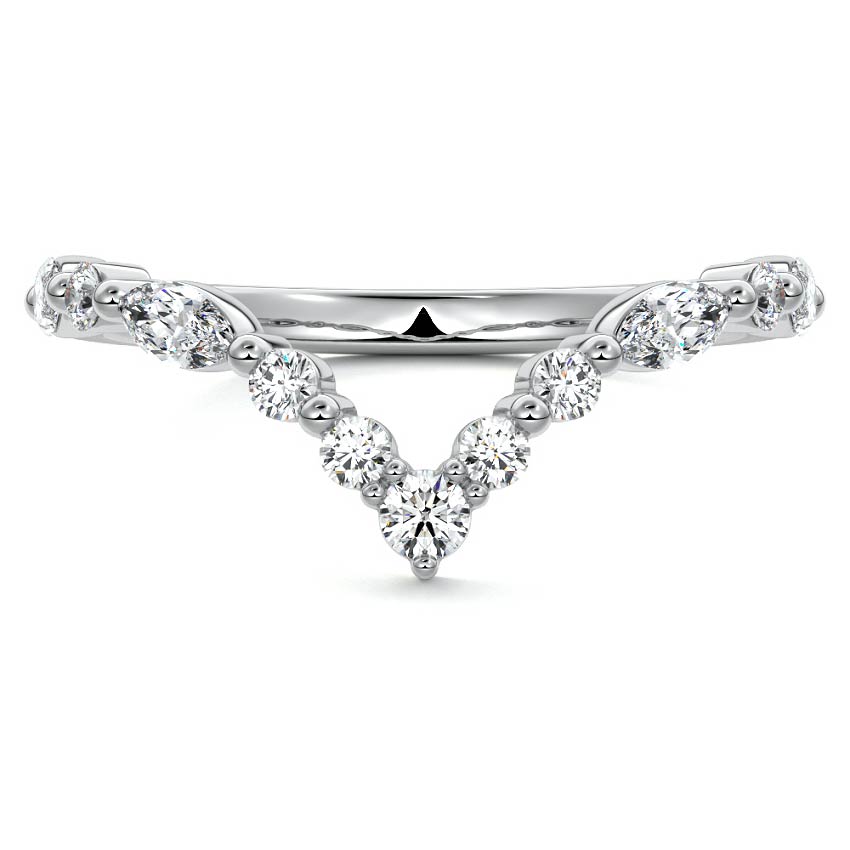 Tatiana marquise lab grown diamond wedding band in white gold - Nura Lab NZ