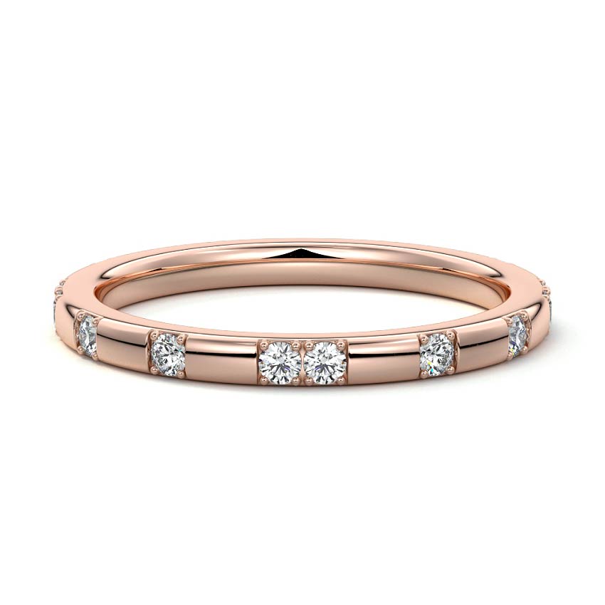 Pearl  lab grown diamond wedding band in rose gold - Nura Lab NZ
