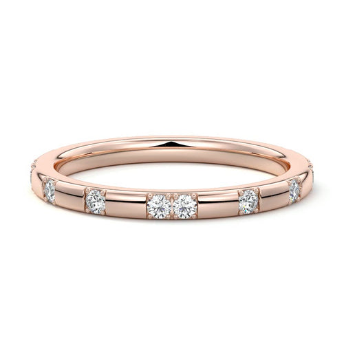 Pearl  lab grown diamond wedding band in rose gold - Nura Lab NZ