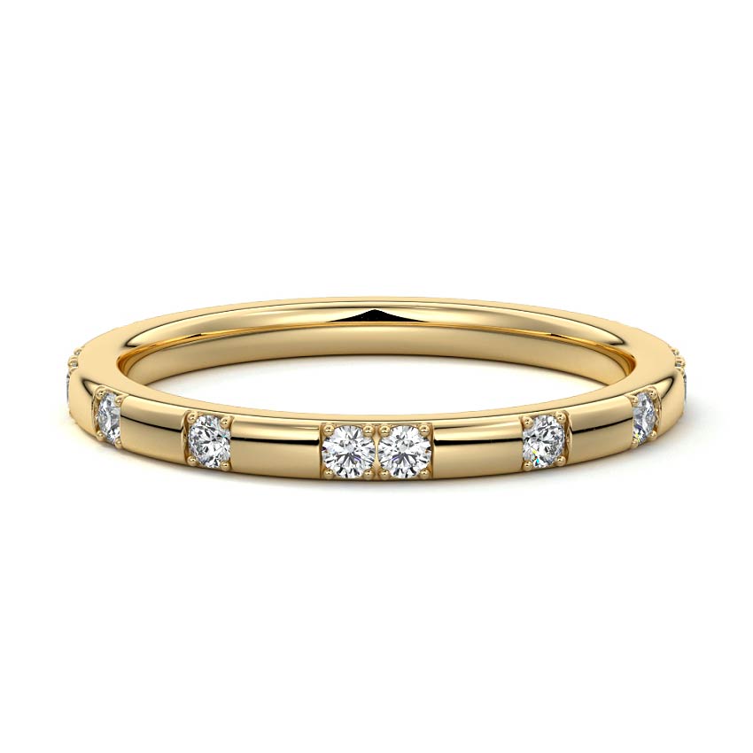 Pearl  lab grown diamond wedding band in yellow gold - Nura Lab NZ