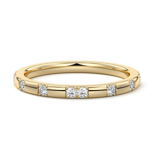 Pearl  lab grown diamond wedding band in yellow gold - Nura Lab NZ
