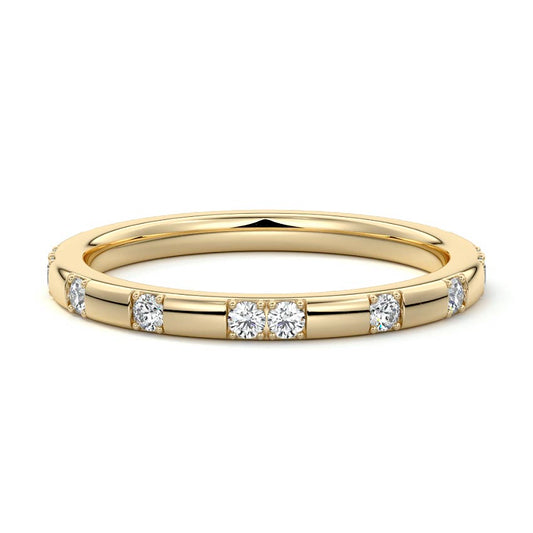 Pearl  lab grown diamond wedding band in yellow gold - Nura Lab NZ