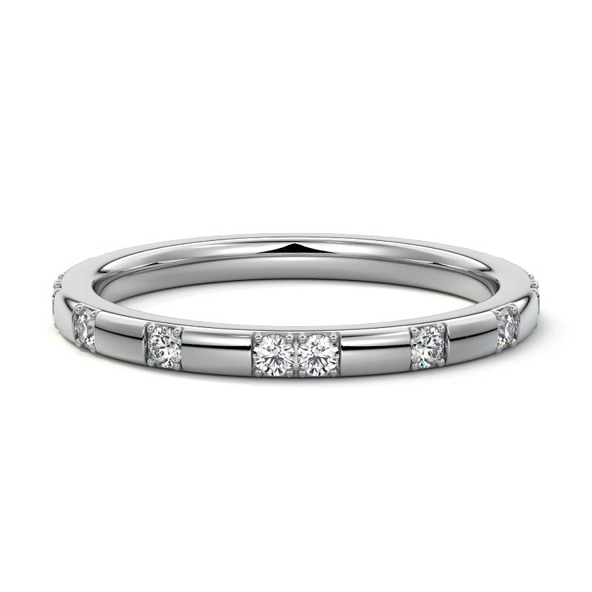 Pearl  lab grown diamond wedding band in platinum - Nura Lab NZ