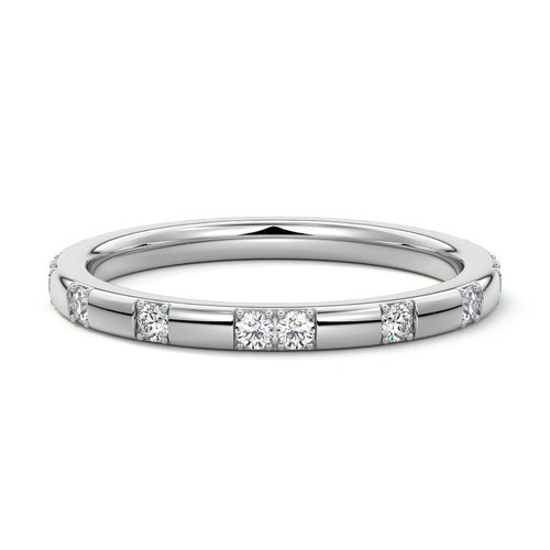 Pearl  lab grown diamond wedding band in platinum - Nura Lab NZ