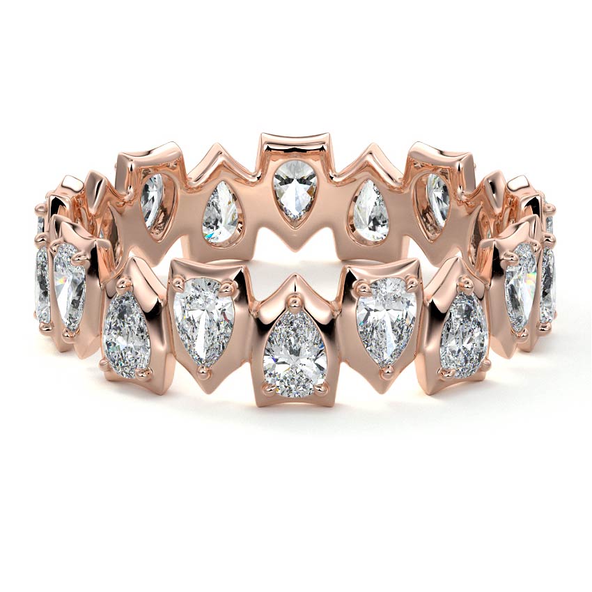Oriana pear lab grown diamond wedding band in rose gold - Nura Lab NZ