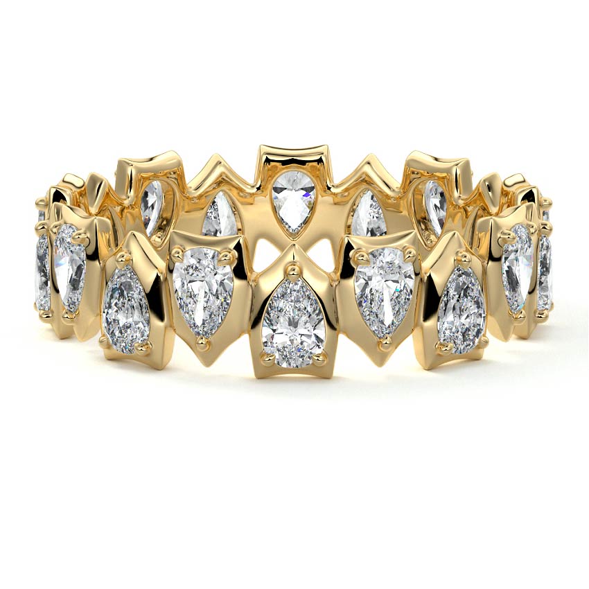 Oriana pear lab grown diamond wedding band in yellow gold - Nura Lab NZ