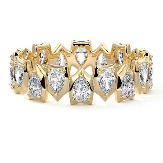 Oriana pear lab grown diamond wedding band in yellow gold - Nura Lab NZ