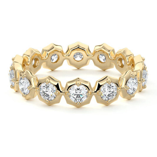 Ophelia  lab grown diamond wedding band in yellow gold - Nura Lab NZ