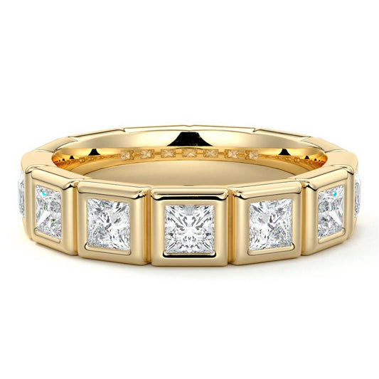 Maxine princess lab grown diamond wedding band in yellow gold - Nura Lab NZ