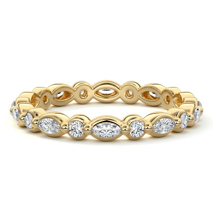 Marielle pear lab grown diamond wedding band in yellow gold - Nura Lab NZ