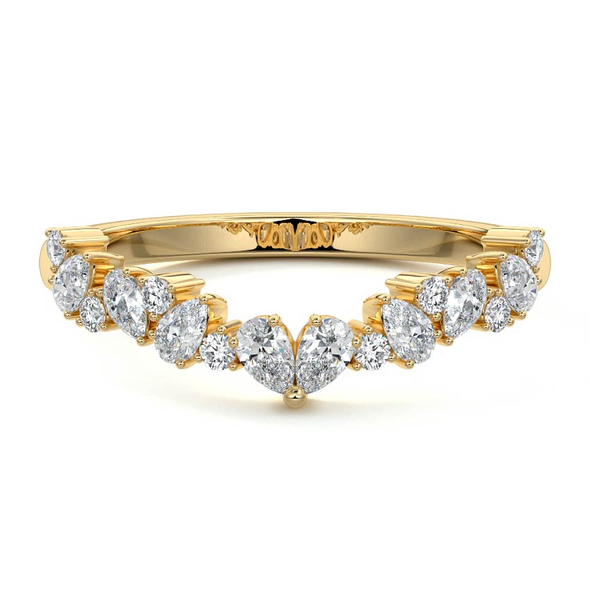 Maeve pear lab grown diamond wedding band in yellow gold - Nura Lab NZ