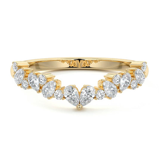 Maeve pear lab grown diamond wedding band in yellow gold - Nura Lab NZ