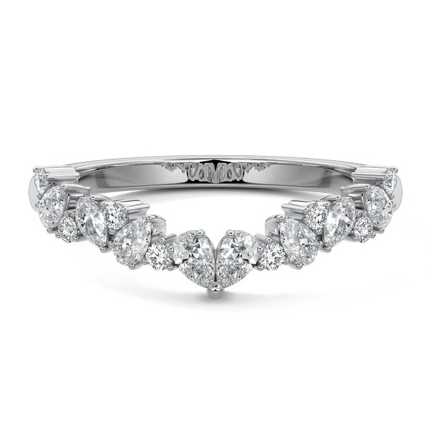 Maeve pear lab grown diamond wedding band in white gold - Nura Lab NZ