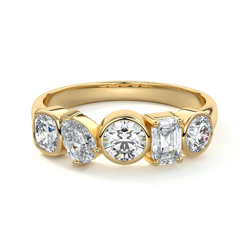 Linnea  lab grown diamond wedding band in yellow gold - Nura Lab NZ
