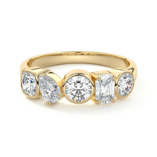 Linnea  lab grown diamond wedding band in yellow gold - Nura Lab NZ