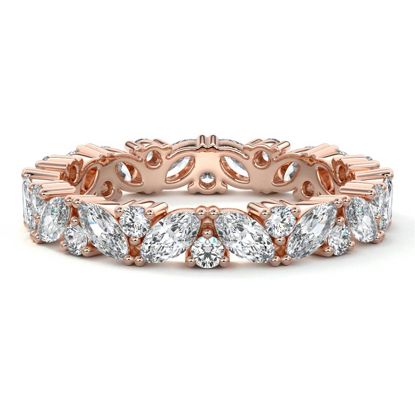 Kaia marquise lab grown diamond wedding band in rose gold - Nura Lab NZ