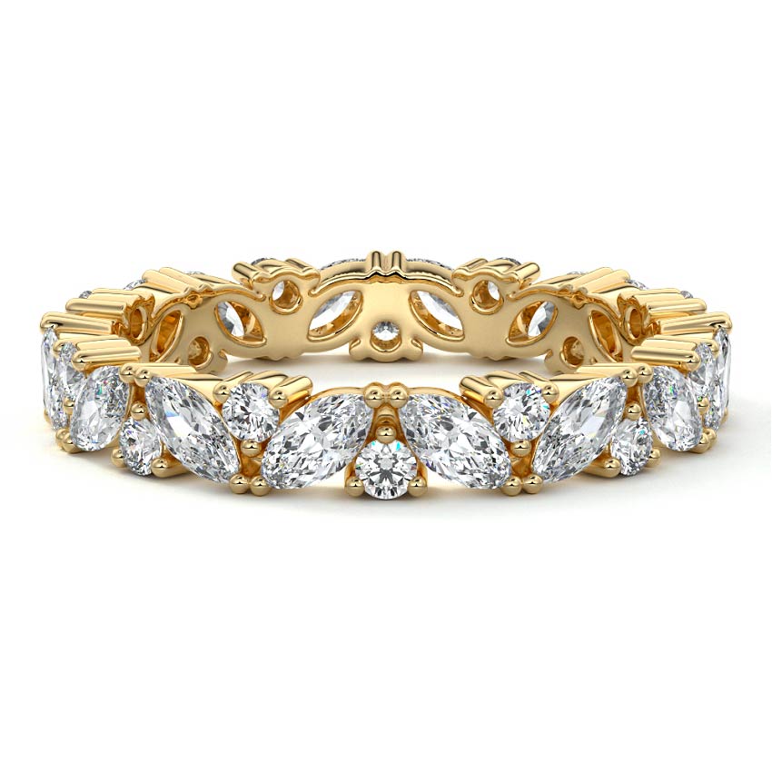 Kaia marquise lab grown diamond wedding band in yellow gold - Nura Lab NZ