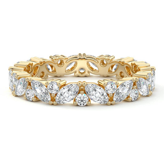 Kaia marquise lab grown diamond wedding band in yellow gold - Nura Lab NZ