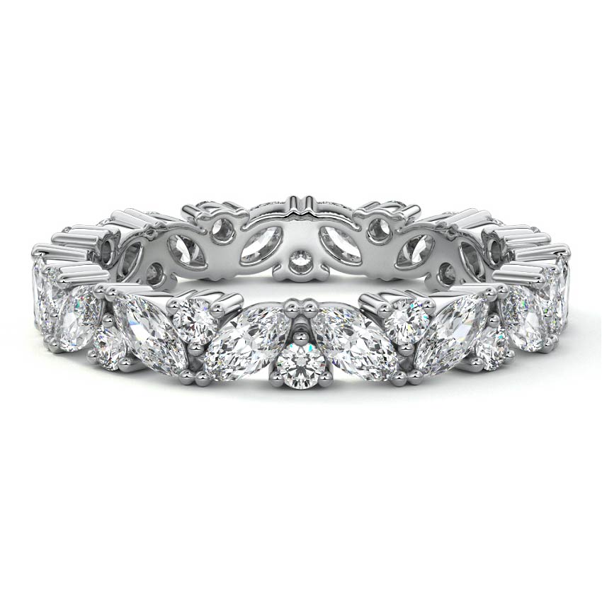 Kaia marquise lab grown diamond wedding band in platinum - Nura Lab NZ