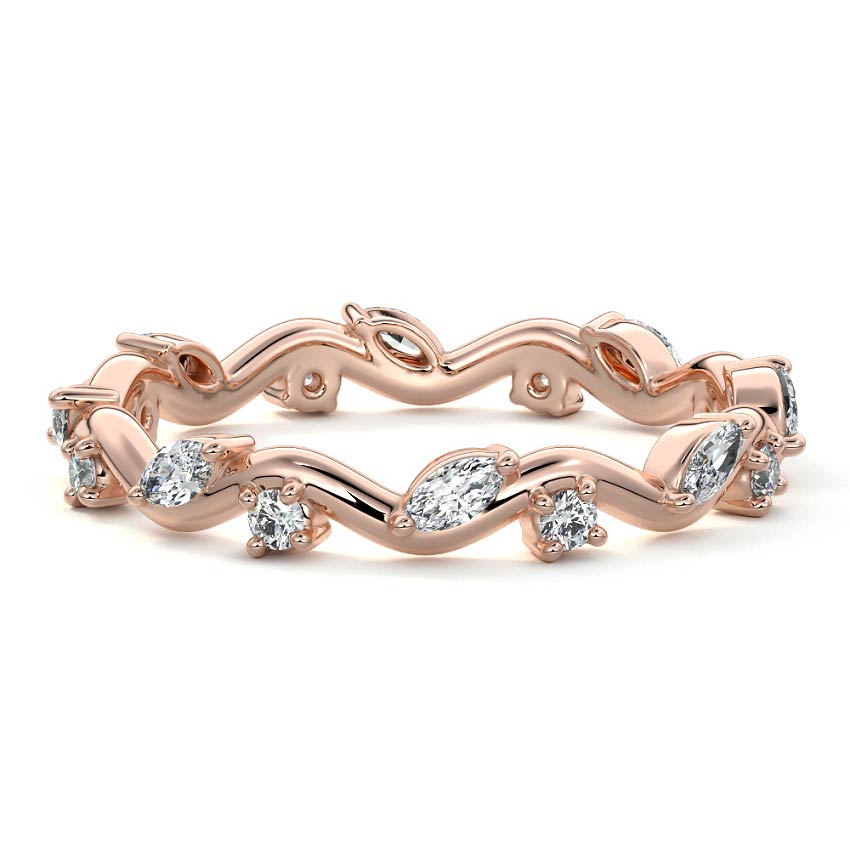 Jade marquise lab grown diamond wedding band in rose gold - Nura Lab NZ