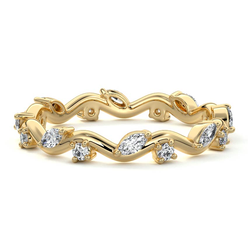 Jade marquise lab grown diamond wedding band in yellow gold - Nura Lab NZ
