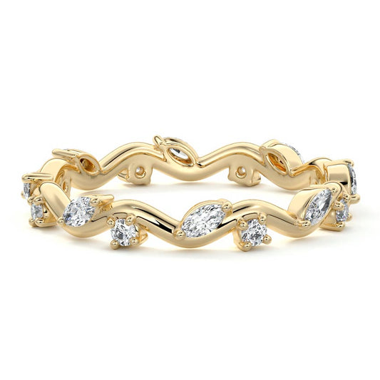 Jade marquise lab grown diamond wedding band in yellow gold - Nura Lab NZ