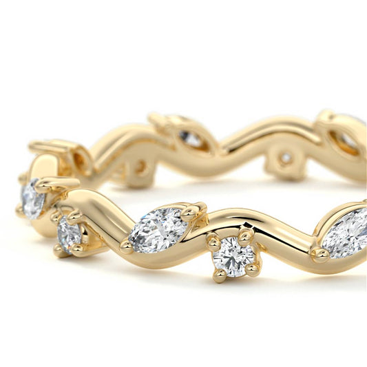 Jade marquise lab grown diamond wedding band product detail - Nura Lab NZ