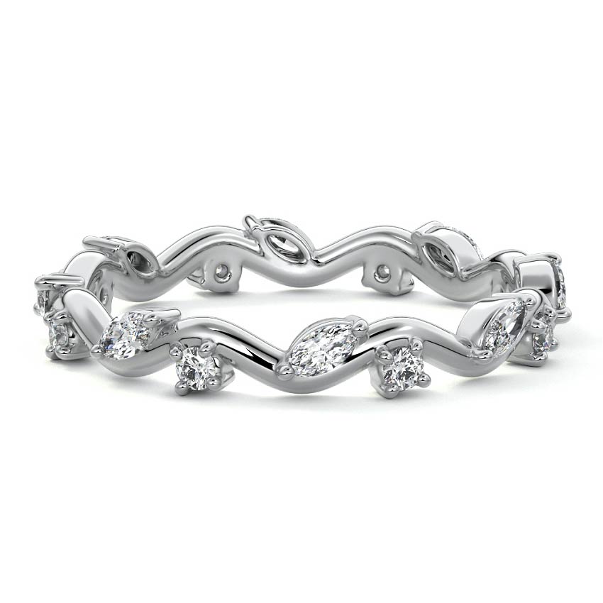 Jade marquise lab grown diamond wedding band in white gold - Nura Lab NZ