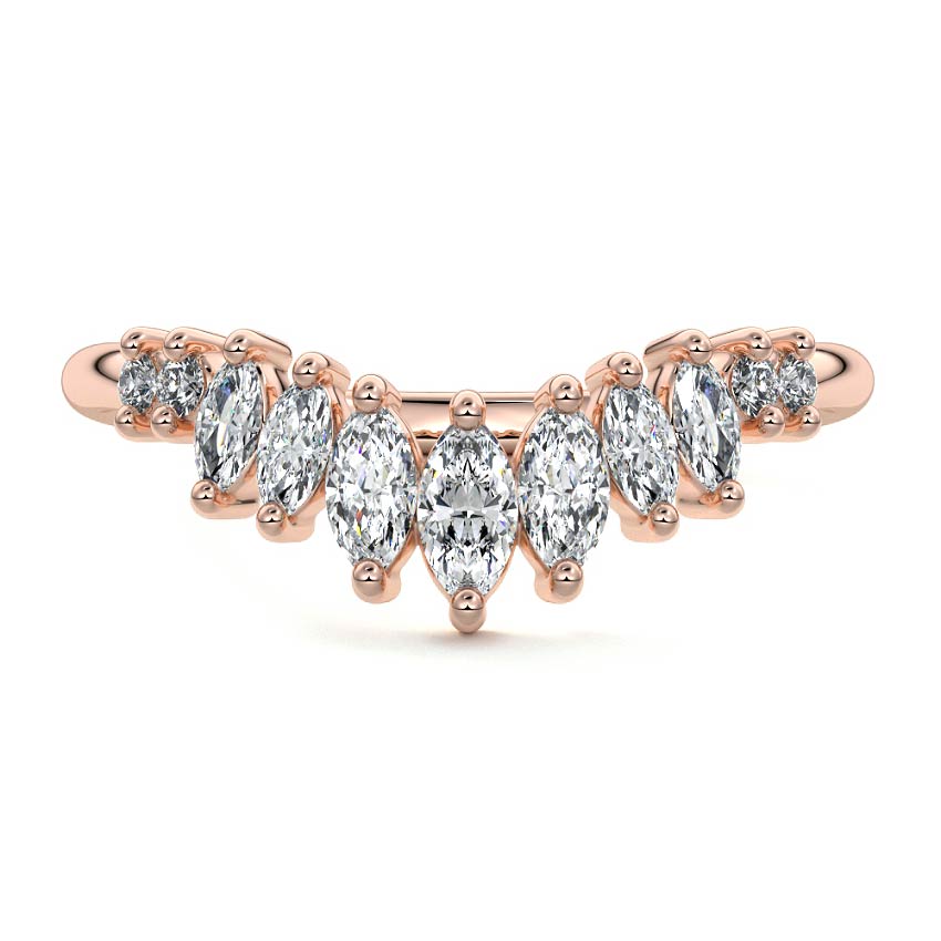 Greta marquise lab grown diamond wedding band in rose gold - Nura Lab NZ