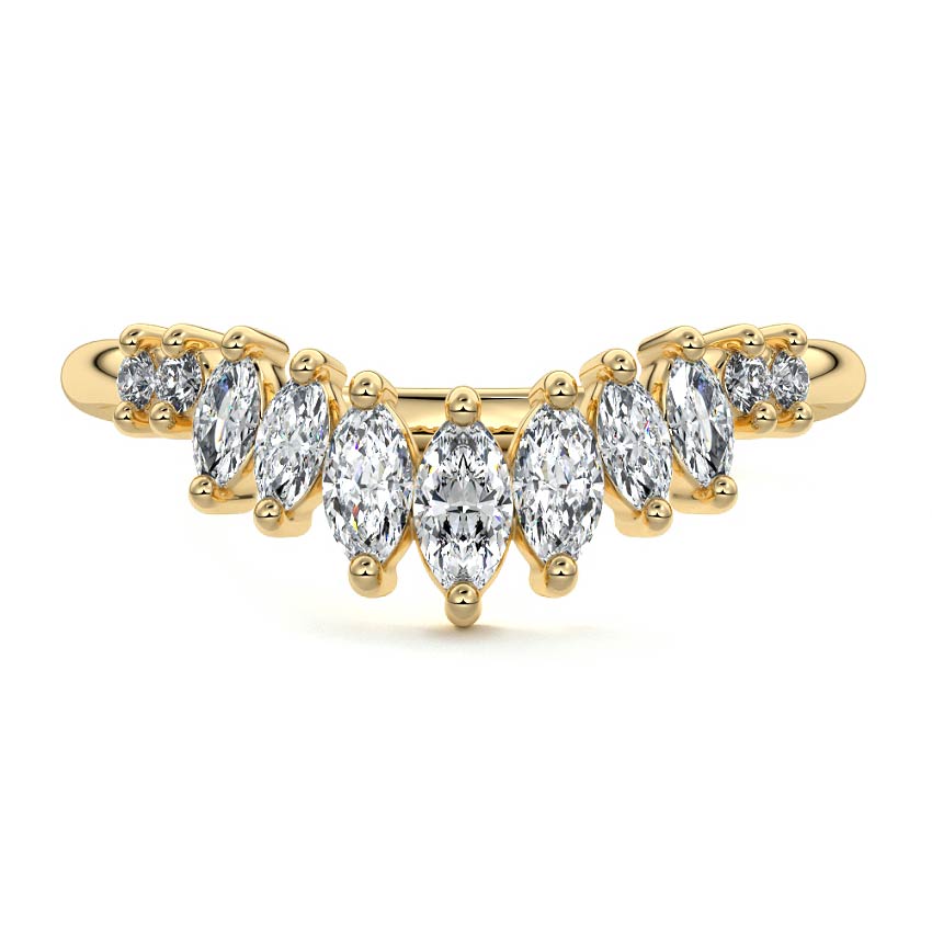 Greta marquise lab grown diamond wedding band in yellow gold - Nura Lab NZ