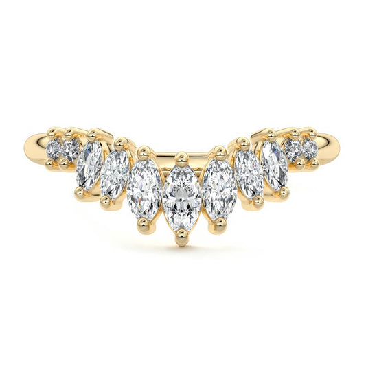 Greta marquise lab grown diamond wedding band in yellow gold - Nura Lab NZ