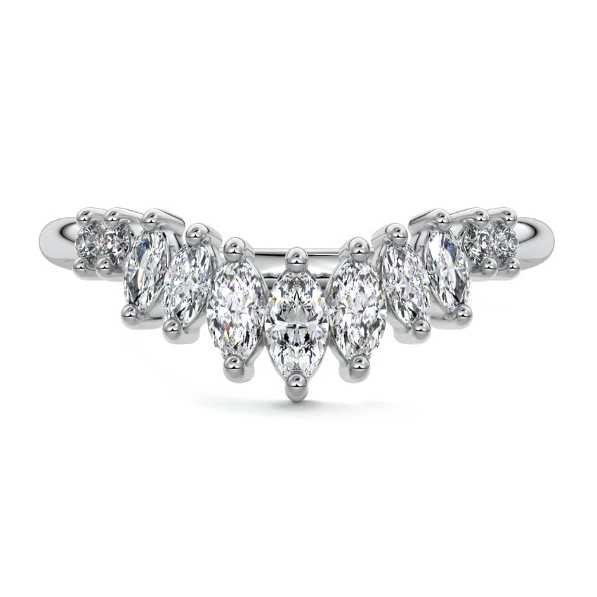 Greta marquise lab grown diamond wedding band in platinum - Nura Lab NZ