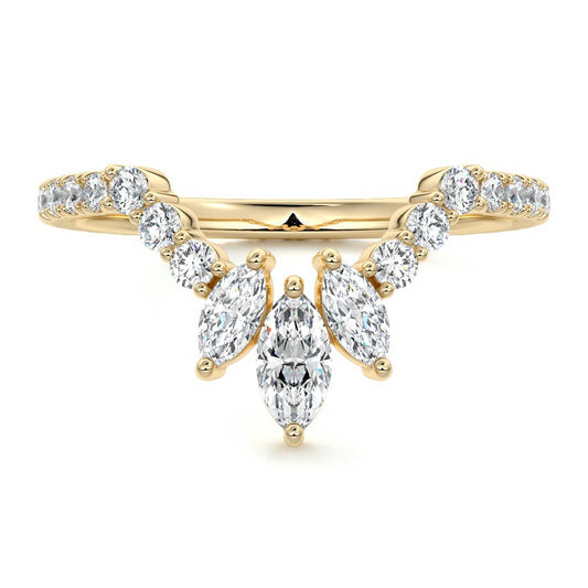 Felicity marquise lab grown diamond wedding band in yellow gold - Nura Lab NZ