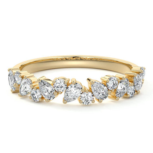 Elena pear lab grown diamond wedding band in yellow gold - Nura Lab NZ