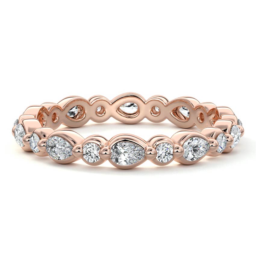 Elara pear lab grown diamond wedding band in rose gold - Nura Lab NZ