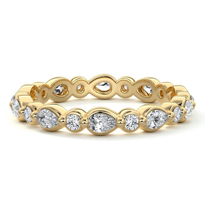 Elara pear lab grown diamond wedding band in yellow gold - Nura Lab NZ