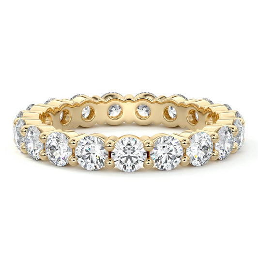 Cassandra round lab grown diamond wedding band in yellow gold - Nura Lab NZ