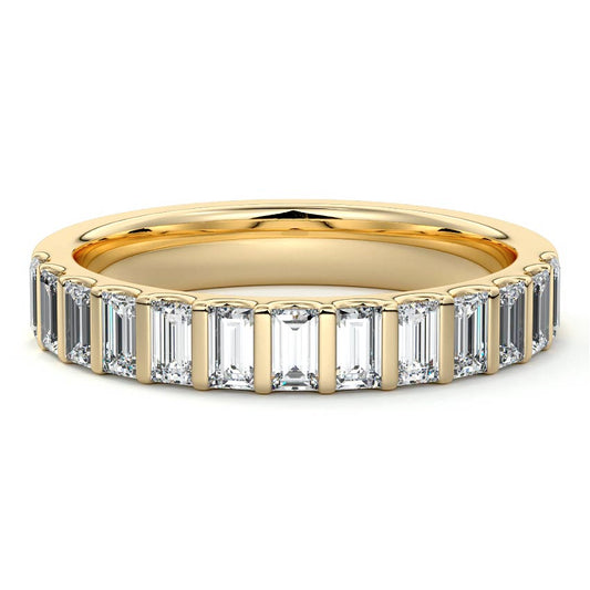 Alina baguette lab grown diamond wedding band in yellow gold - Nura Lab NZ