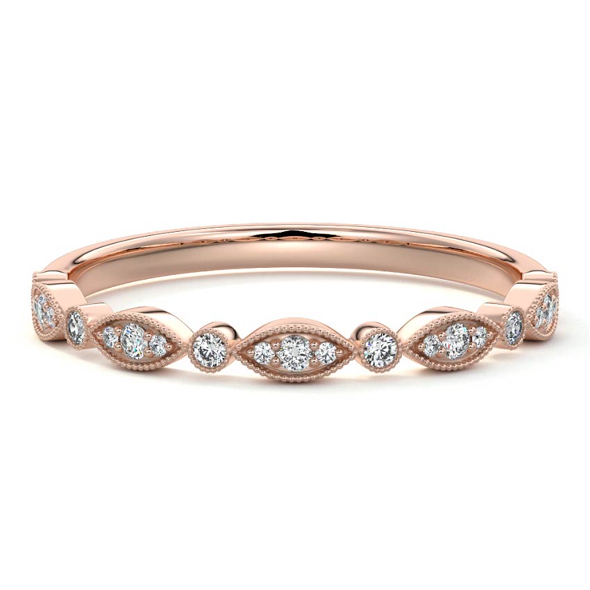 Zoe  lab grown diamond wedding band in rose gold - Nura Lab NZ